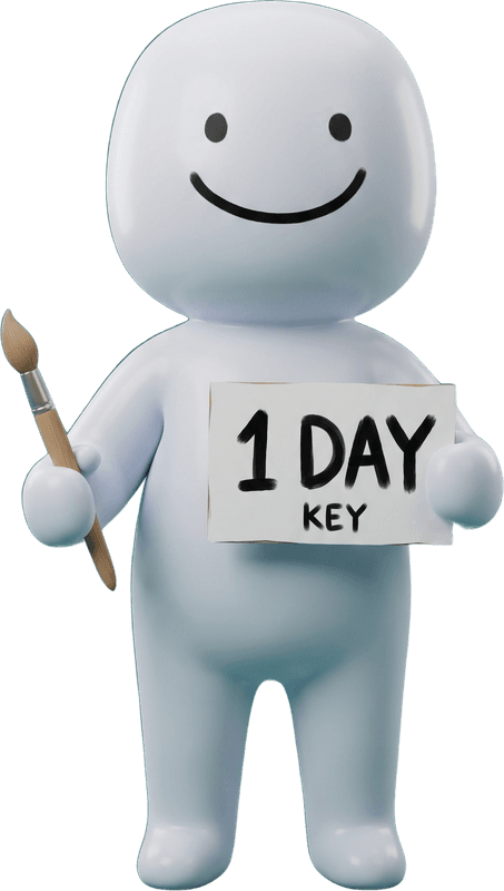 Mecha holding a 1 Day sign