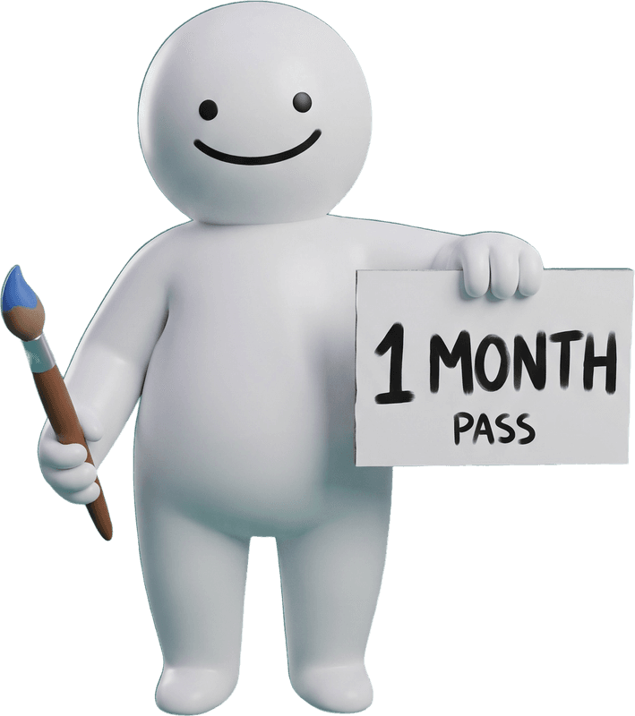 1-Month Pass — Mecha holding a 1 Month sign